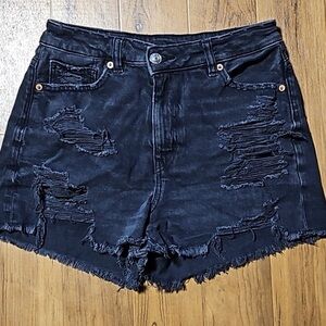 American Eagle Outfitters Black Ripped Jean Shorts